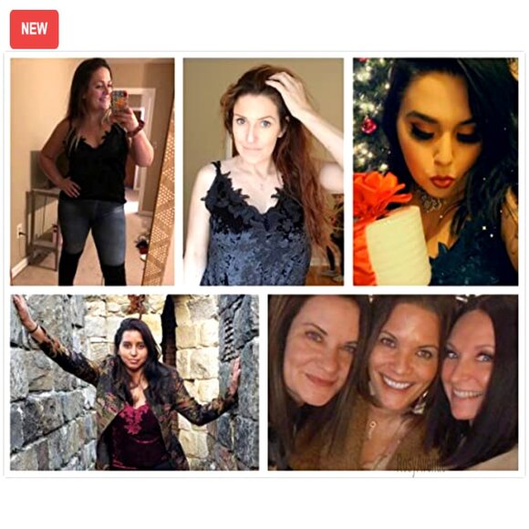 Velvet V-Neck Lace Cami Tank Top, Sexy Flare Style - Picture 5 of 7